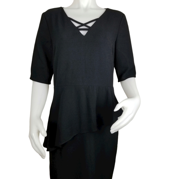 Thalia Sodi Size 12 Black Asymmetrica Peplum Dress - Picture 1 of 7